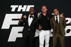 NEW YORK-APR 8: (L-R) Actors Tyrese Gibson, Vin Diesel and Christopher 'Ludacris' Bridges attend the premiere of "The Fate of the Furious" at Radio City Music Hall on April 8, 2017 in New York City.